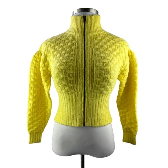 NWT Maeve by Anthropologie Buttercup Textured Chunky Knit Crop Sweater Jacket XS - Picture 2 of 13